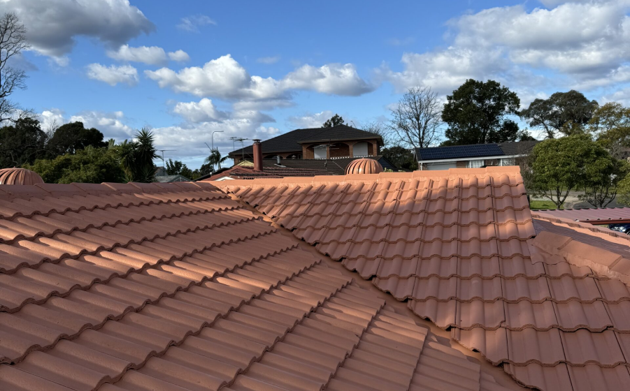 Restored tile roof — front elevation