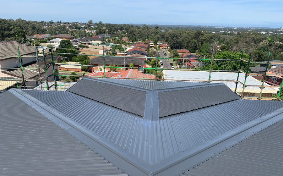 Aerial drone view of completed reroof